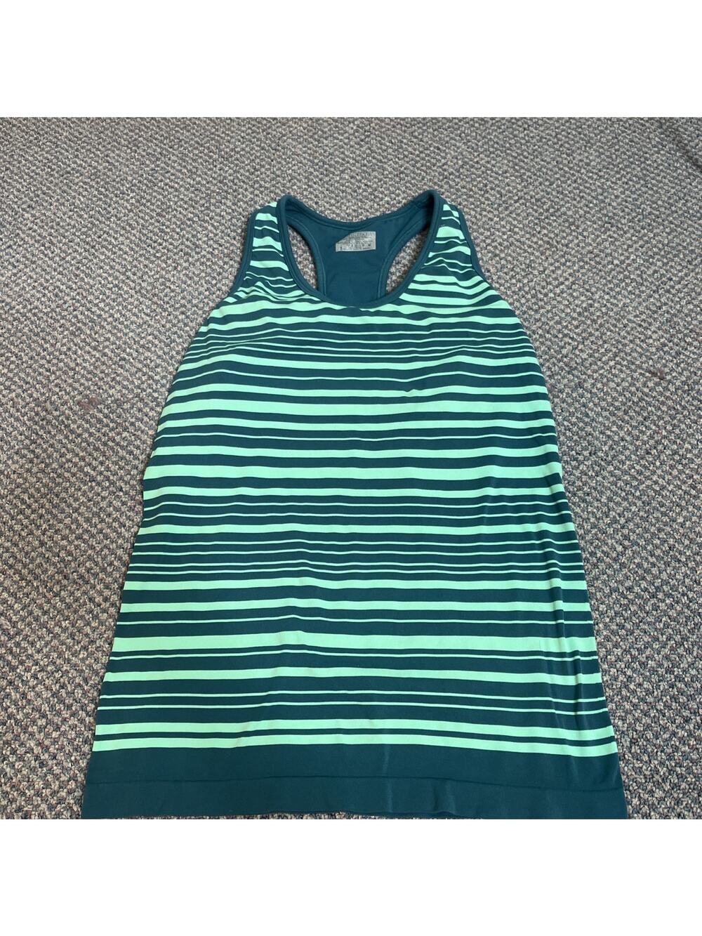 Athleta Tank Top -M Size Medium Green Striped Racerback Athletic Workout Gym